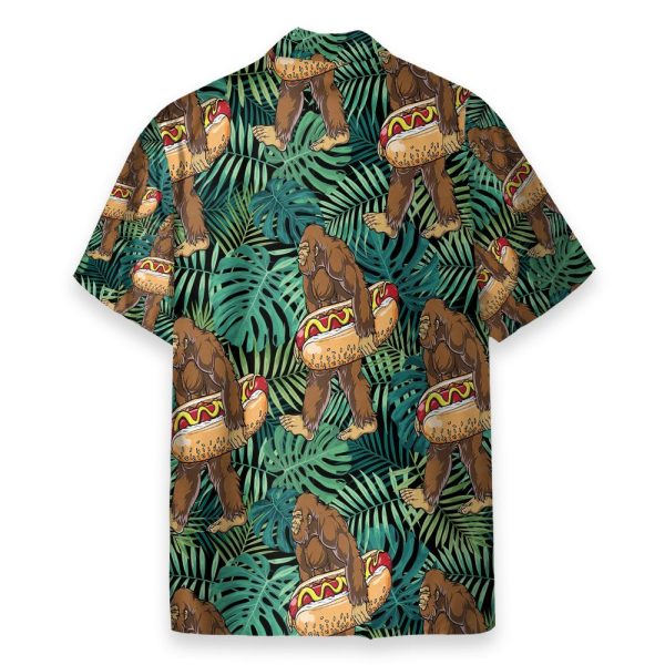 Tropical Bigfoot Carrying Hotdog Camping Hawaiian Shirt
