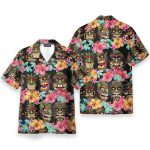 Aloha Summer Tiki Tiki Head Hawaiian Shirt & Beach Shorts