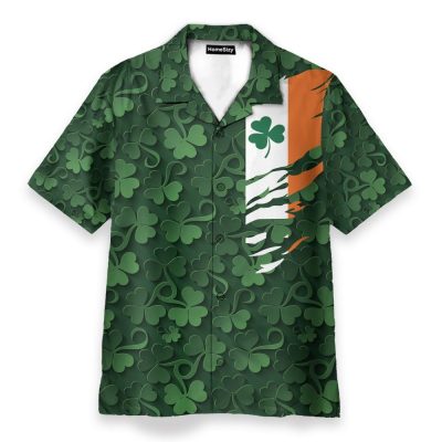 Saint Patrick'S Day Shamrock Celtic Cross Harp Irish Hawaiian Shirt
