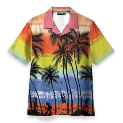 Beach Colorful Tropical Palm Tree Hawaiian Shirt