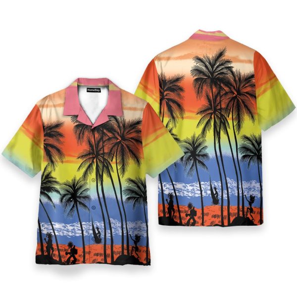 Beach Colorful Tropical Palm Tree Hawaiian Shirt