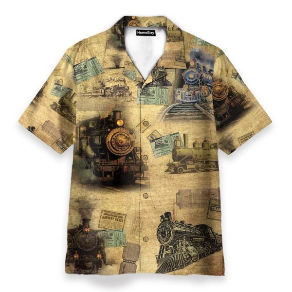 Train Men'S Button'S Up Shirts Hawaiian Shirt