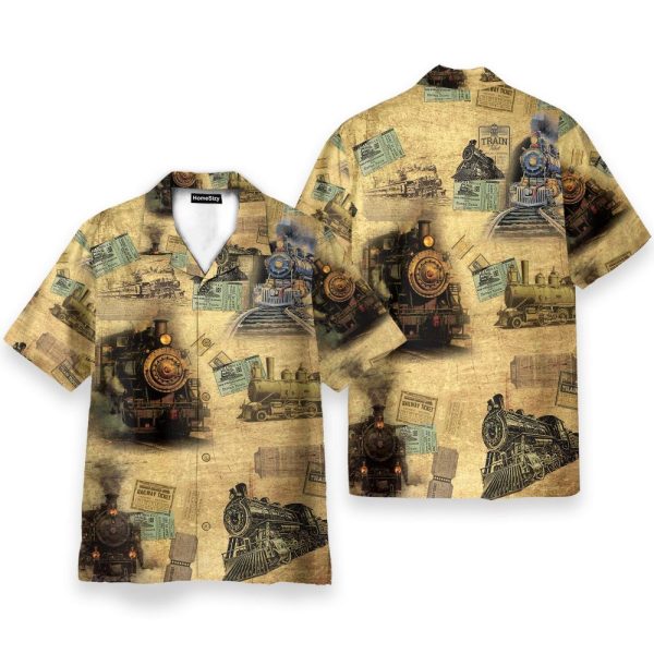 Train Men'S Button'S Up Shirts Hawaiian Shirt