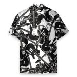 Black And White Electric Guitar Hawaiian Shirt & Beach Shorts