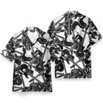 Black And White Electric Guitar Hawaiian Shirt & Beach Shorts