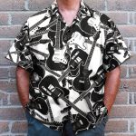 Black And White Electric Guitar Hawaiian Shirt & Beach Shorts
