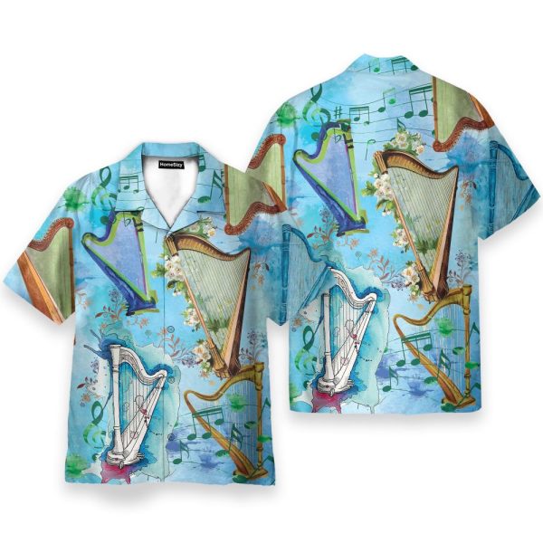 Harp Is My Life Men'S Button'S Up Shirts Hawaiian Shirt