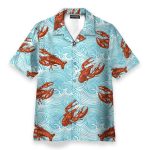 Lobster Blue Wave Tropical Hawaiian Shirt