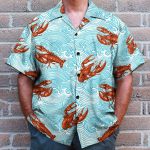 Lobster Blue Wave Tropical Hawaiian Shirt