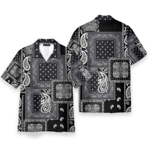 Black Multiple Paisley Bandanas Hawaiian Shirt