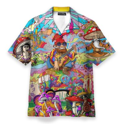 Colorful Mushroom Hippie Funny Button'S Up Shirts Hawaiian Shirt