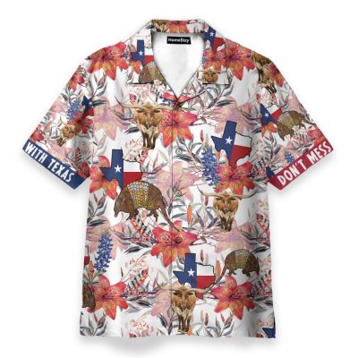 Texas Longhorn Bluebonnet And Armadillo Hawaiian Shirt