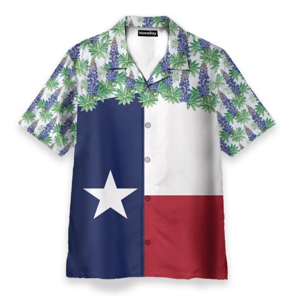 Texas Bluebonnet Flag Men'S Button'S Up Shirts Hawaiian Shirt