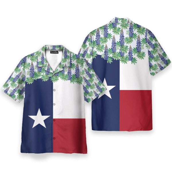Texas Bluebonnet Flag Men'S Button'S Up Shirts Hawaiian Shirt