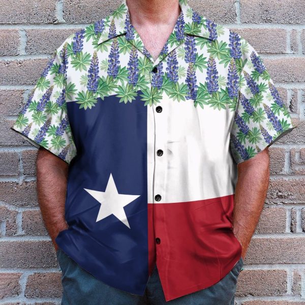 Texas Bluebonnet Flag Men'S Button'S Up Shirts Hawaiian Shirt