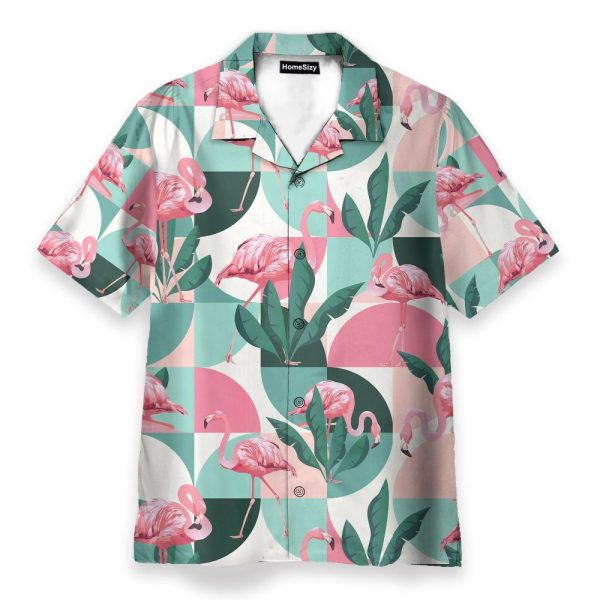 Flamingo Exotic Patchwork Patterns Hawaiian Shirt & Beach Shorts