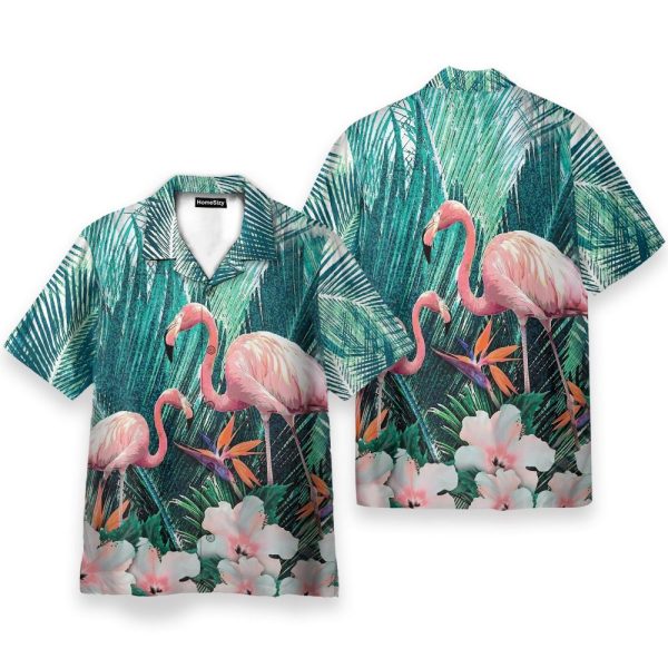 The Beauty Of Flamingo On Floral Hawaiian Shirt