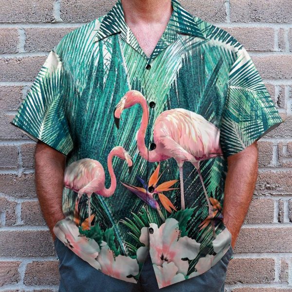 The Beauty Of Flamingo On Floral Hawaiian Shirt