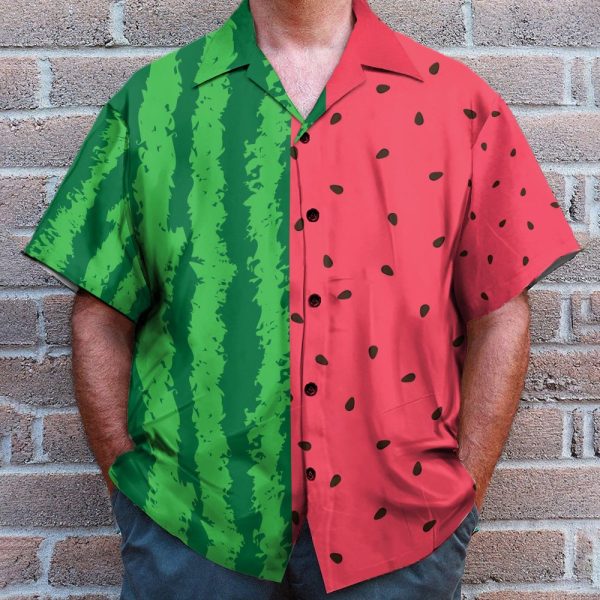 Watermelon Tropical Funny Button'S Up Shirts Hawaiian Shirt & Beach Shorts