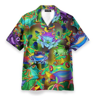 Amazing Hippie Frogs And Mushrooms Hawaiian Shirt
