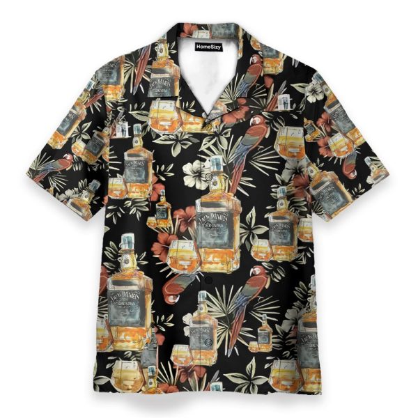 Wine Drinking Lover Black Tropical Hawaiian Shirt & Beach Shorts
