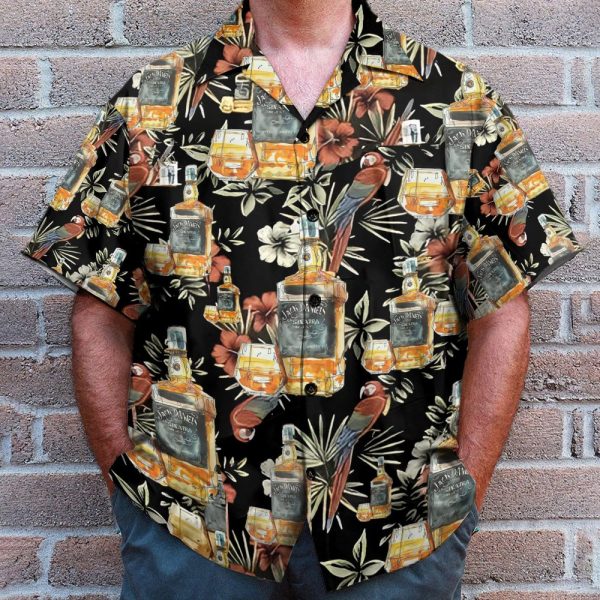 Wine Drinking Lover Black Tropical Hawaiian Shirt & Beach Shorts