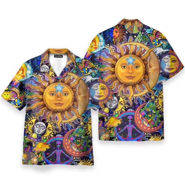 The Sun Hippie Men'S Button'S Up Shirts Hawaiian Shirt