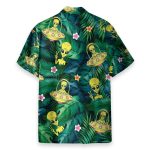 Hippie Alien Ufo In Tropical Green Leaves Hawaiian Shirt
