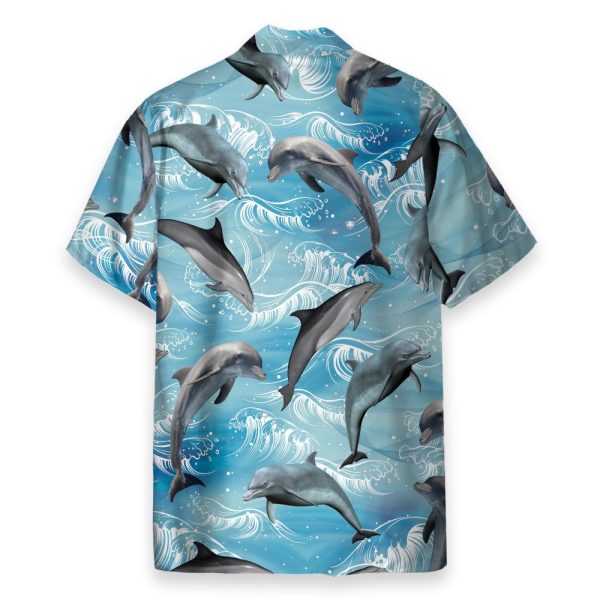 Dolphin Wave Water Blue Beach Pattern Hawaiian Shirt & Beach Shorts