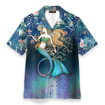 Mermaid Men'S Button'S Up Shirts Hawaiian Shirt