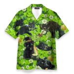 Irish Black Cat So Cute St Patricks Day Hawaiian Shirt
