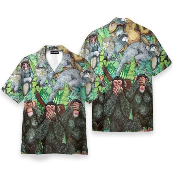 Monkey Tropical Pattern Hawaiian Shirt