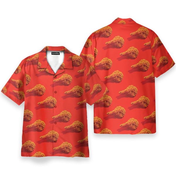 Fried Chicken Food In Red Summer Vibe Hawaiian Shirt