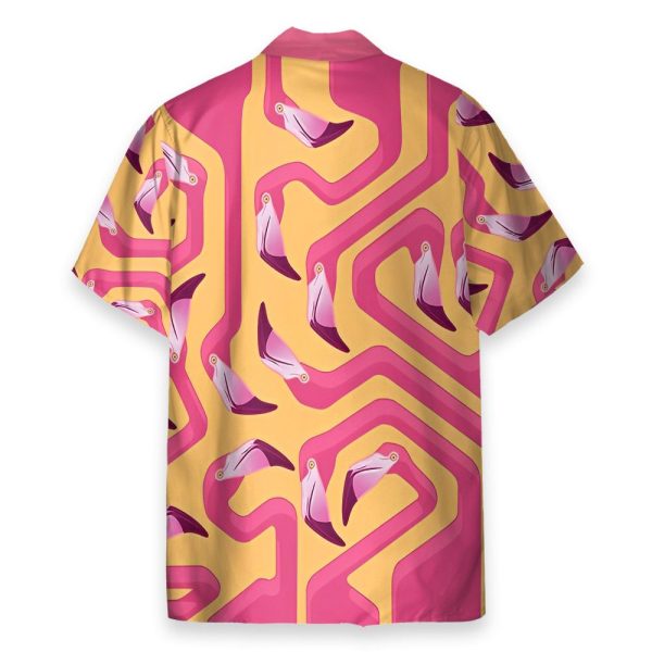 Pink Flamingo Maze Yellow Background Hawaiian Shirt & Beach Shorts