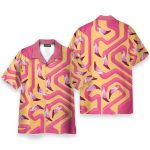 Pink Flamingo Maze Yellow Background Hawaiian Shirt & Beach Shorts