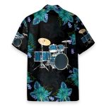 Blue Drum Tropical Flower Pattern Hawaiian Shirt
