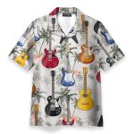 Guitar Tropical Vintage Leaves Pattern Hawaiian Shirt