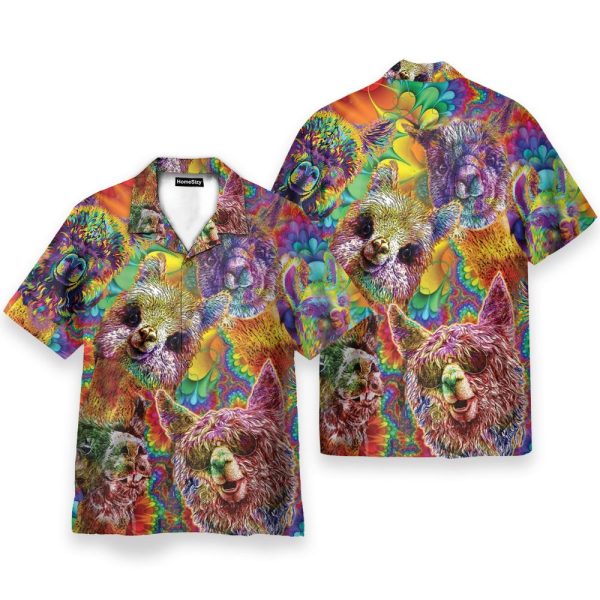 Colrful Llama Paiting Hawaiian Shirt
