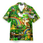 Irish Owl Patricks Day Shamrock Green Hawaiian Shirt