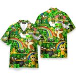 Irish Owl Patricks Day Shamrock Green Hawaiian Shirt