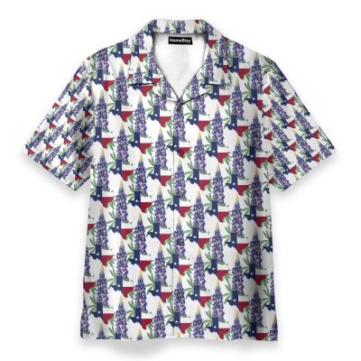 Texas Bluebonnet Men'S Button'S Up Shirts Hawaiian Shirt & Beach Shorts