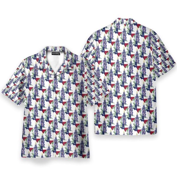 Texas Bluebonnet Men'S Button'S Up Shirts Hawaiian Shirt & Beach Shorts