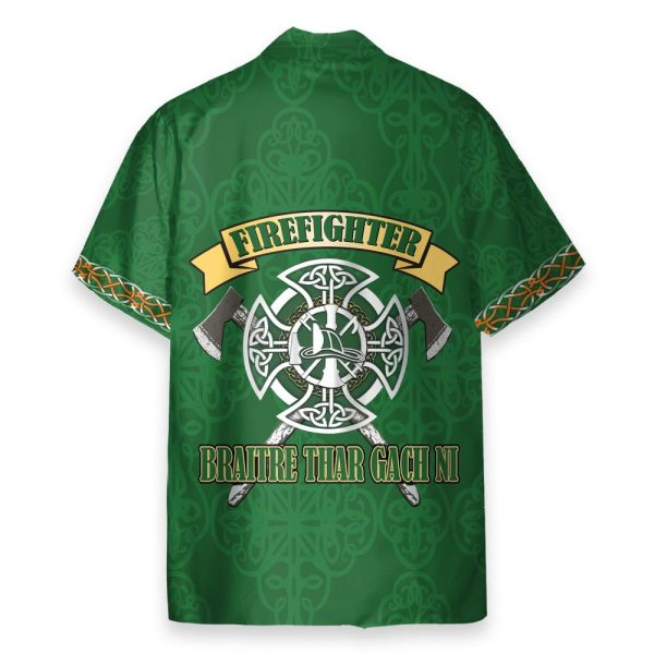 Firefighter Irish Braitre Thar Gach Ni Green Cross Axes Hawaiian Shirt & Beach Shorts