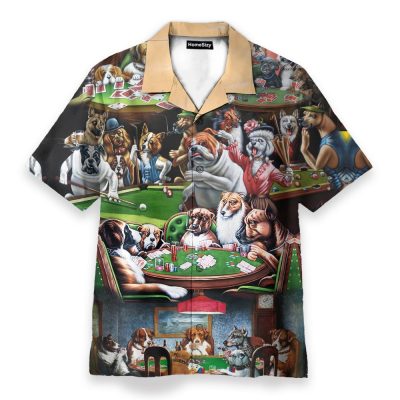 Dogs Playing Poker On The Table Hawaiian Shirt