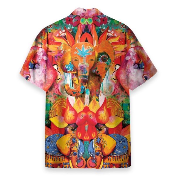 Abstract Colorful Art Of Elephant India Style Hawaiian Shirt
