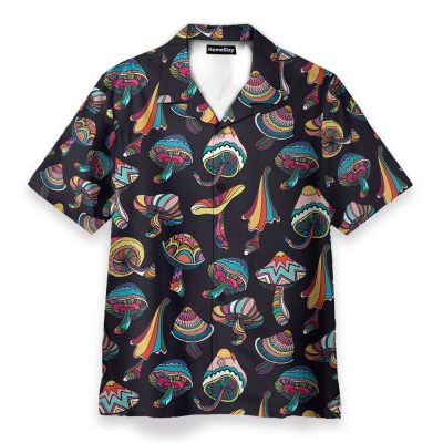 Hippie Mushroom Men'S Button'S Up Shirts Hawaiian Shirt