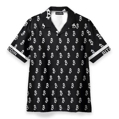 Black And White Bitcoin Pattern Hawaiian Shirt & Beach Shorts