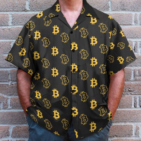 Seamless Bitcoin Men'S Button'S Up Shirts Hawaiian Shirt & Beach Shorts