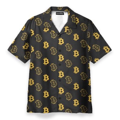 Seamless Bitcoin Men'S Button'S Up Shirts Hawaiian Shirt & Beach Shorts