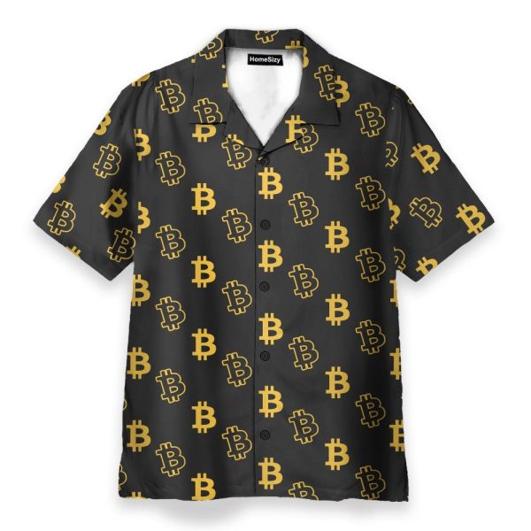 Seamless Bitcoin Men'S Button'S Up Shirts Hawaiian Shirt & Beach Shorts
